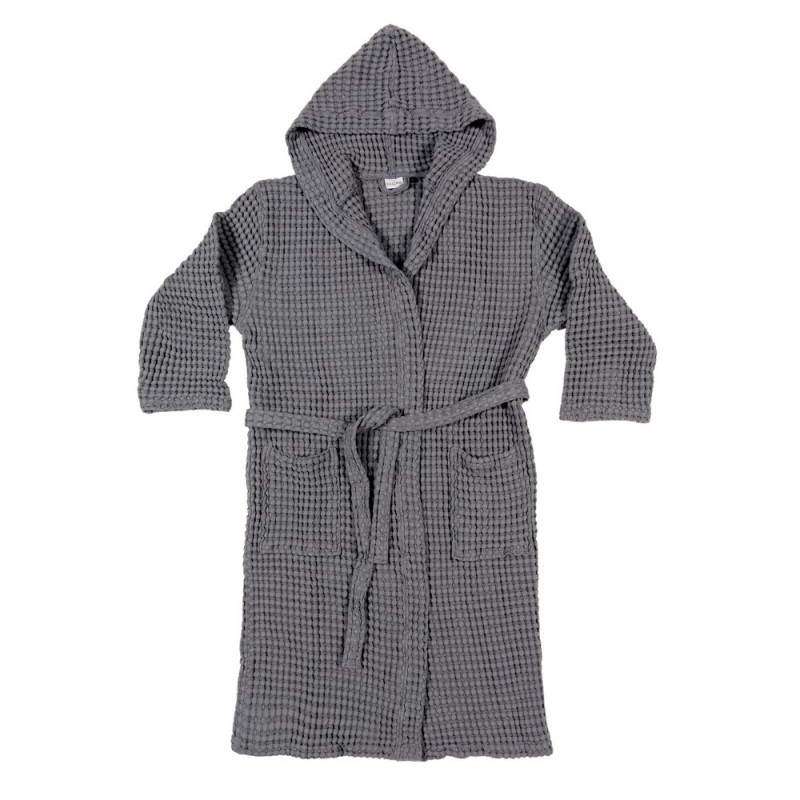 Velour - bathrobe with hood and side pockets