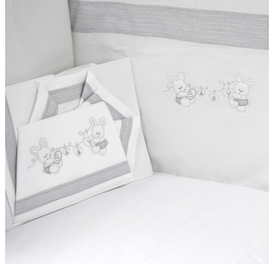 Duvet cover + cot bumper + cot bed sheets art. BAby Bunnies 2