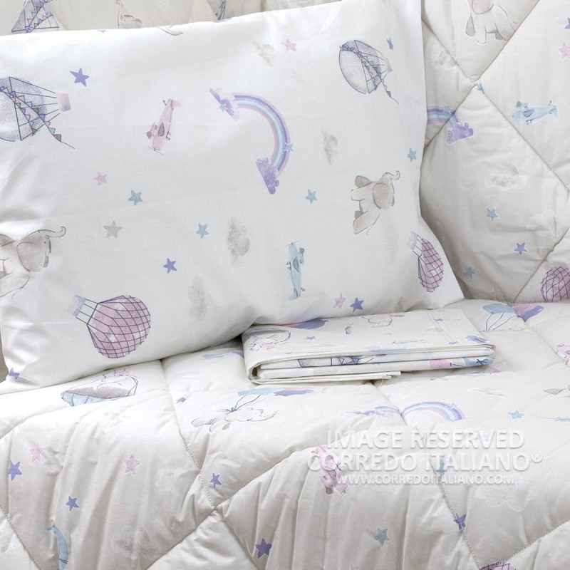 Quilt with cot bumper art. Bollicine - apricot