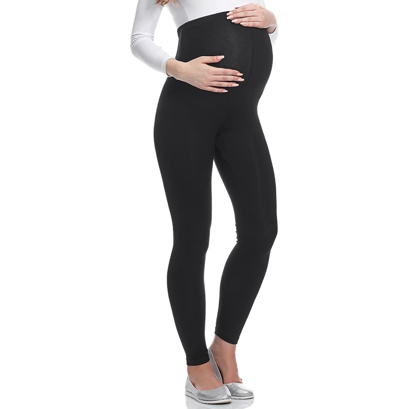 Women's Wardrobe Leggings Premaman In Cotone A Vita Alta - 'Over The Bump' - Comodi Per Tutta La Gravidanza - Tutte Le Taglie E Colori