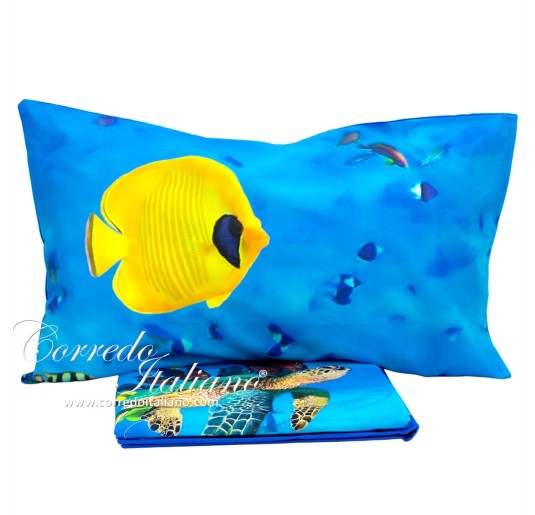 Aquarium - queen size bed sheets set digital 2
