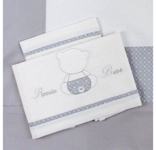 Orsetto gray -  coordinato ricamato culletta e carrozzina 2