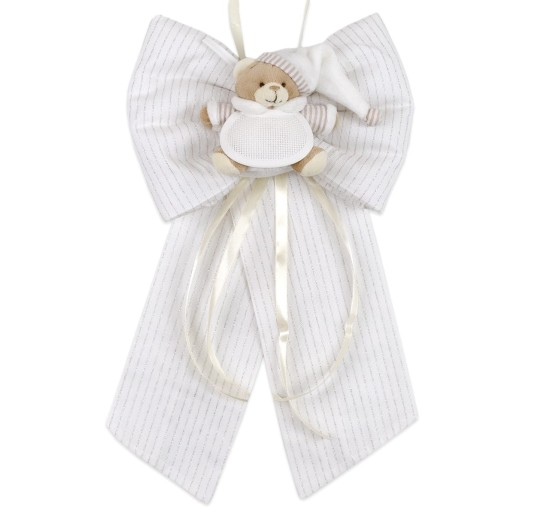 Birth bow with aida cloth to embroider art. Ivory Bear