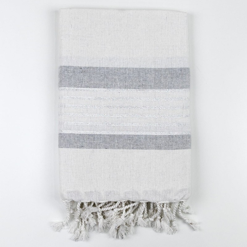 Santorini towel pareo with knotted fringes