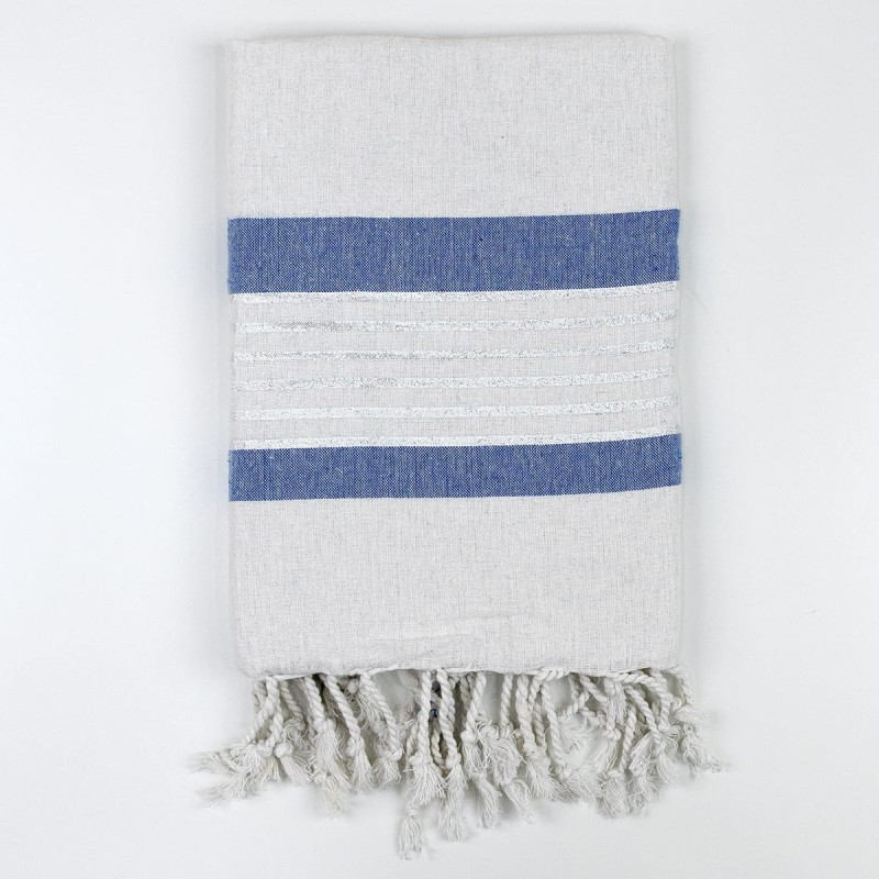 Santorini towel pareo with knotted fringes