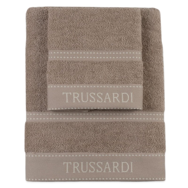 Trussardi Ribbon 1+1 sponge towel set with Logo