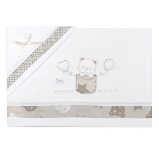 Cot bed sheet set with bear Mio Piccolo LL820BG