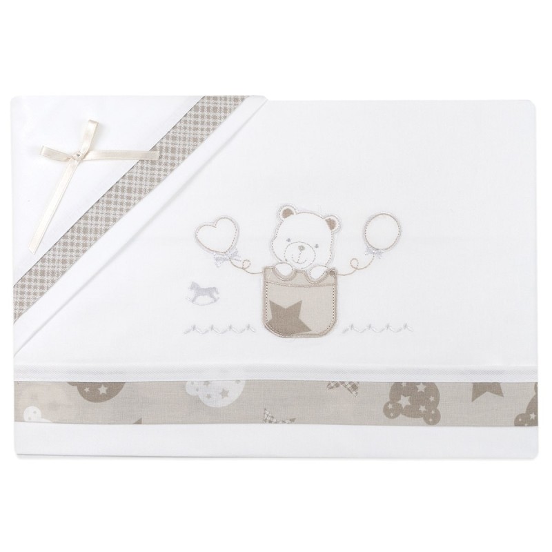 Cot bed sheet set with bear Mio Piccolo LL820BG