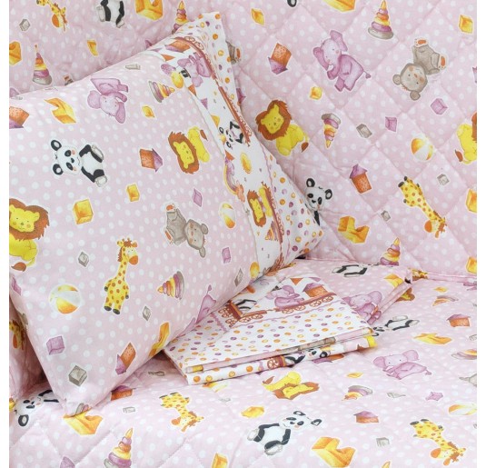 Alex Pink - set of sheets + quilt with bumper for cot 2