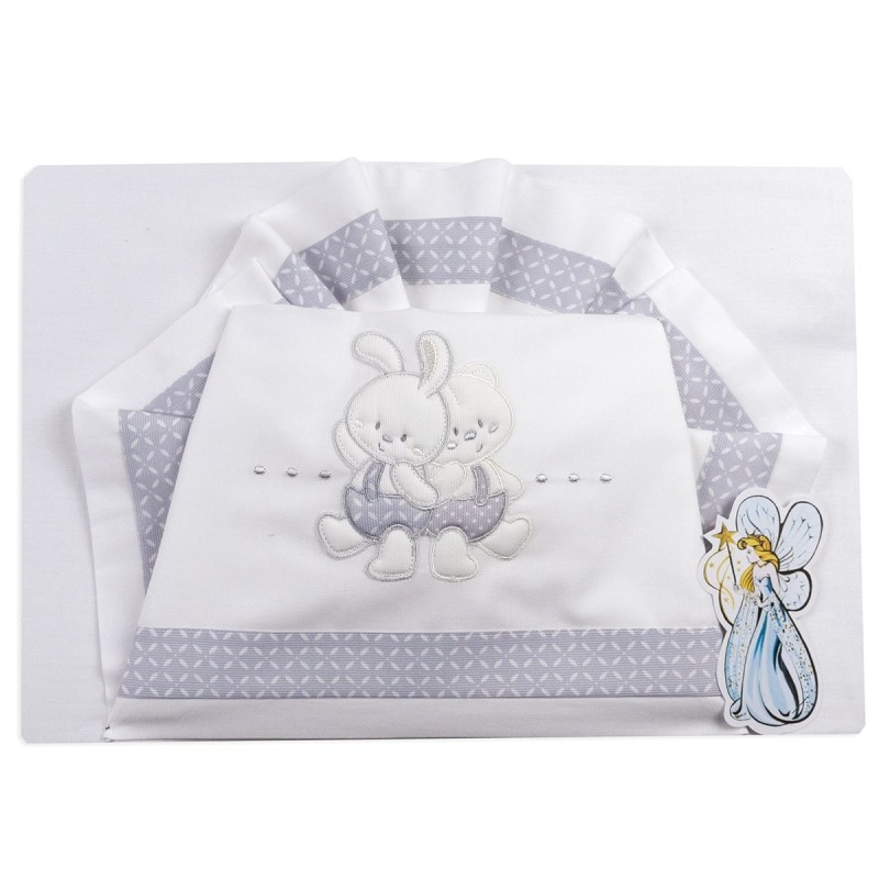 Bunnies and Pois - cradle and pram bed sheets La Fatina 03208GR