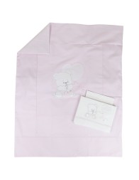 Amore Pink -  coordinato ricamato culletta e carrozzina 539RR