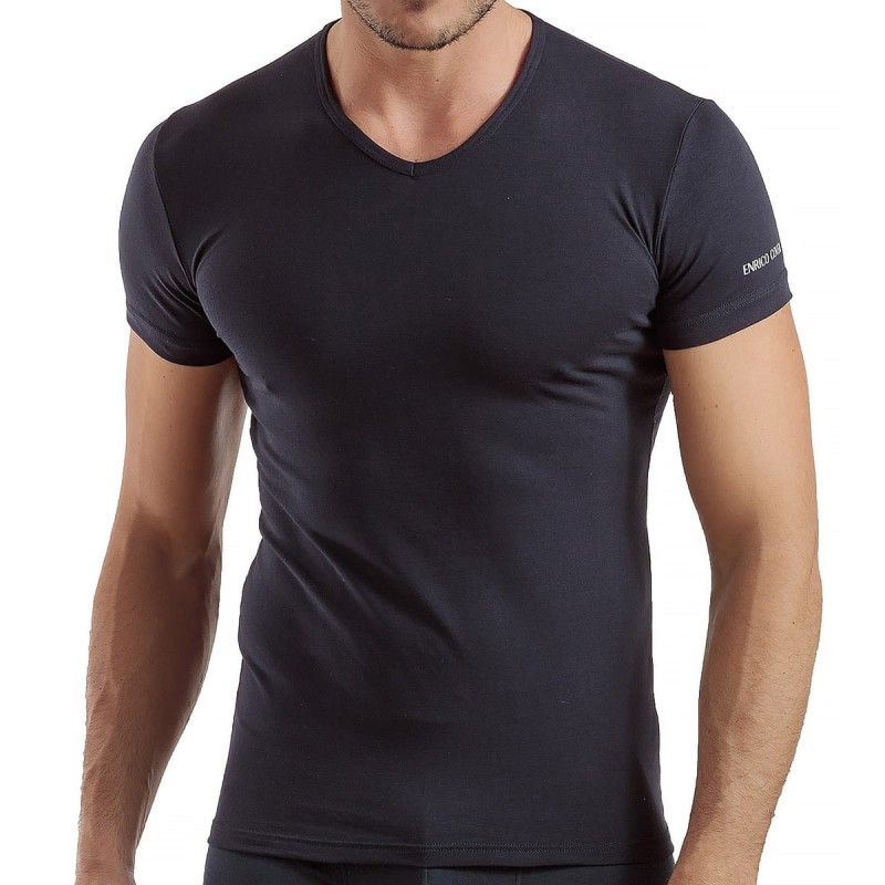 3 T-shirt collo V cotone bielastic Enrico Coveri ET1001