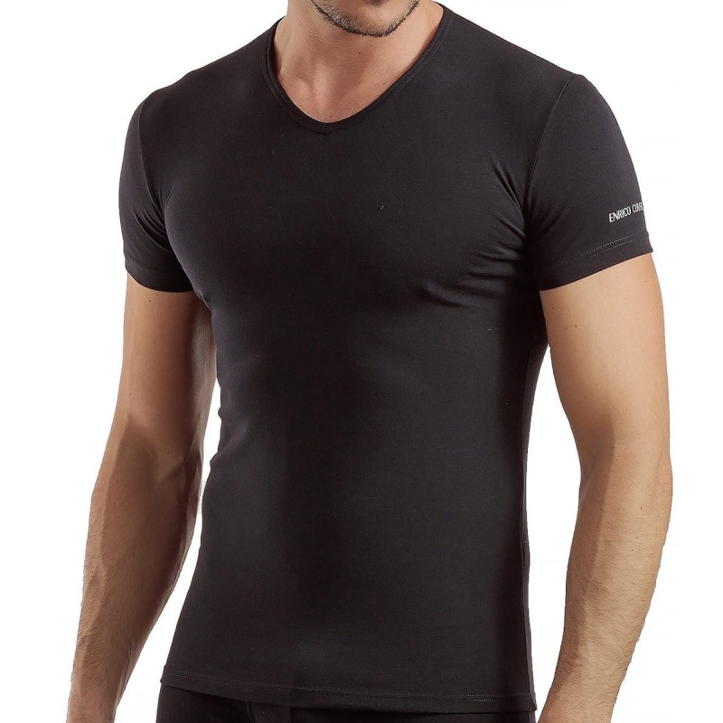 3-Pack of T-shirts bielastic cotton V-neck by Enrico Coveri  ET1001