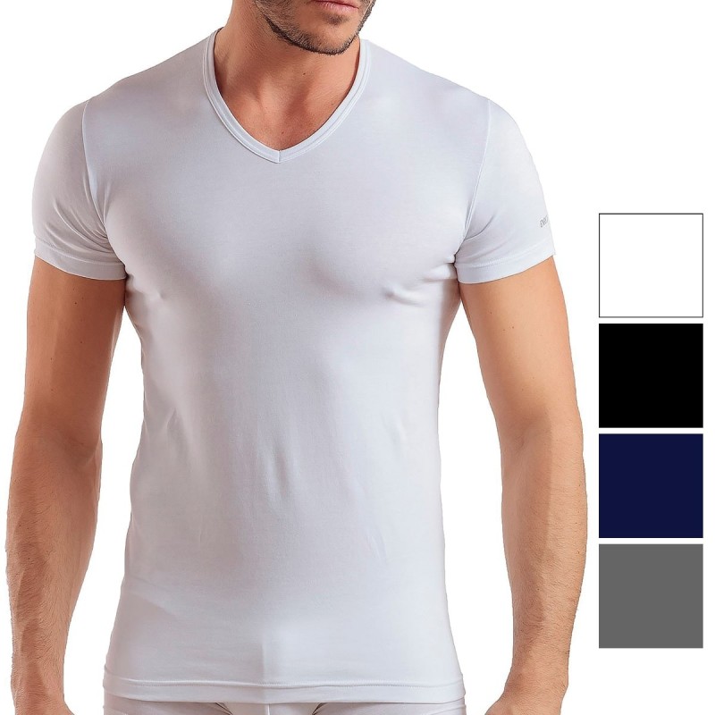 3-Pack of T-shirts bielastic cotton V-neck by Enrico Coveri  ET1001