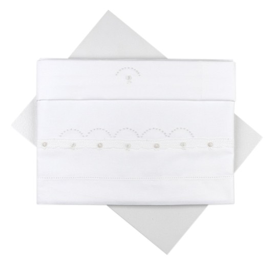 Lenzuolino ricamato a mano culla carrozzina LC45346PA 2