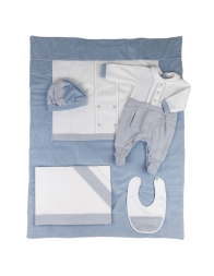 Coordinated 5 pieces baby layette chenille Le Chicche LCH2260AZ