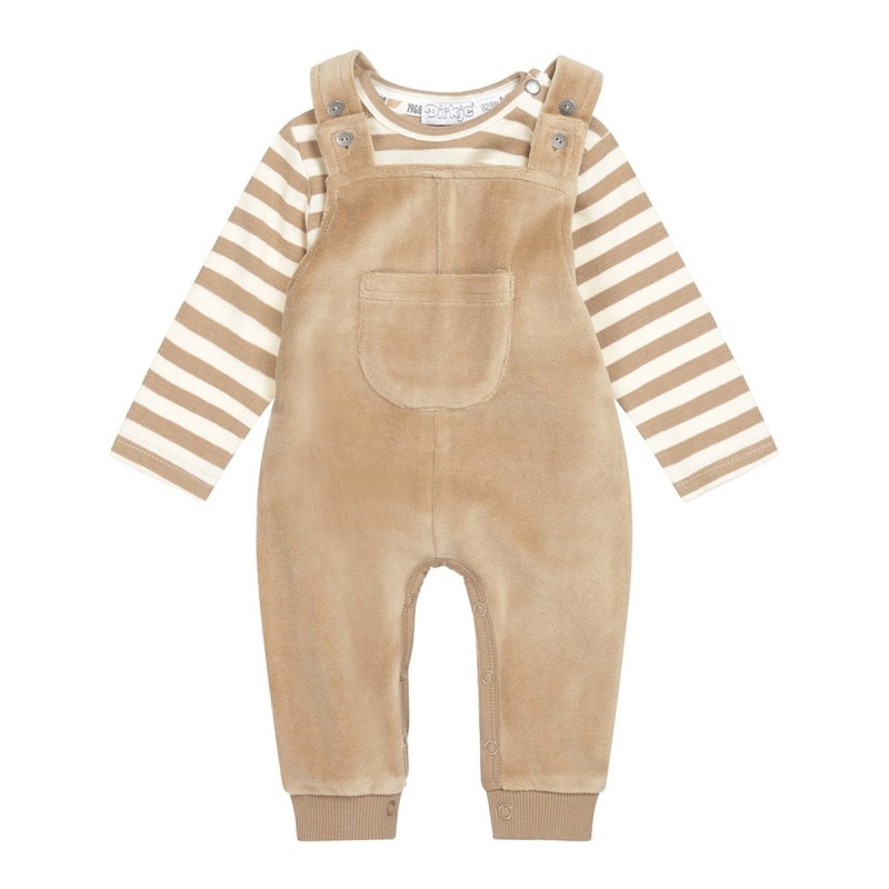 Dirkje boys baby set dungarees and shirt camel U44558