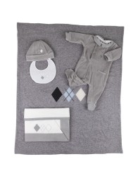 Coordinated 4 pieces baby layette chenille Le Chicche art. 1260GR