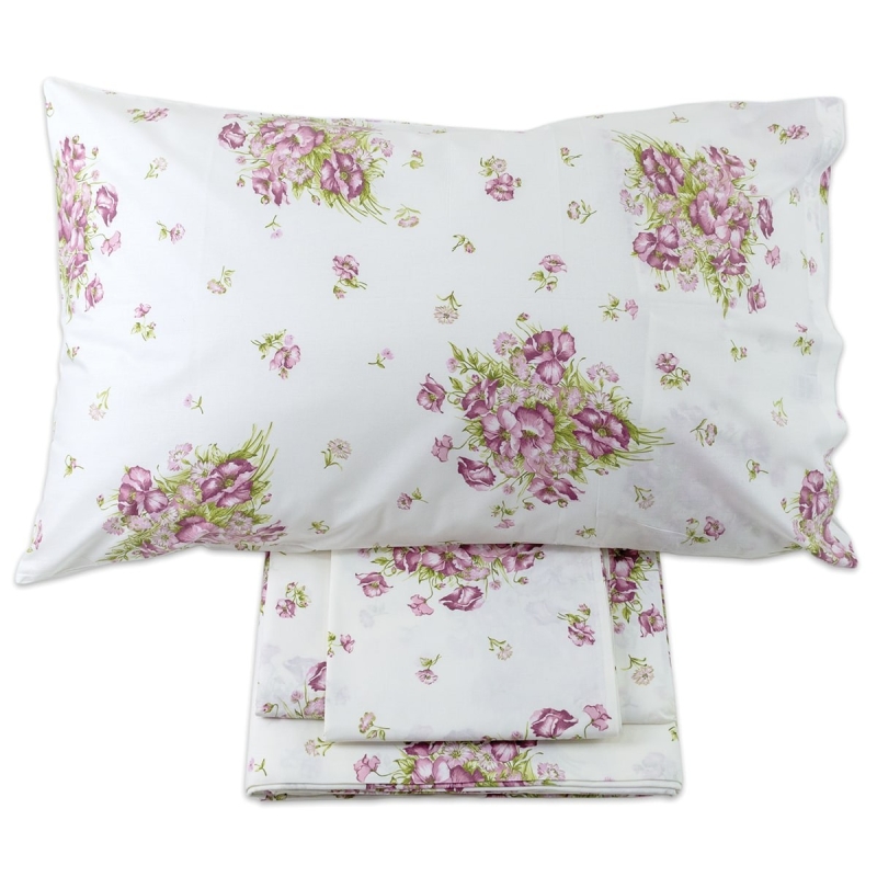 Geranium double duvet cover set in pure cotton percale made in Italy