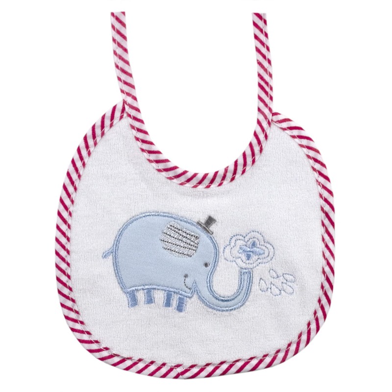 Bib in chenille embroidered with little Elephant TB122119