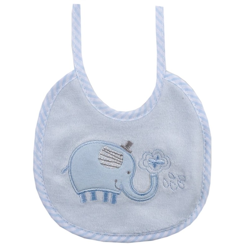 Bib in chenille embroidered with little Elephant TB122119