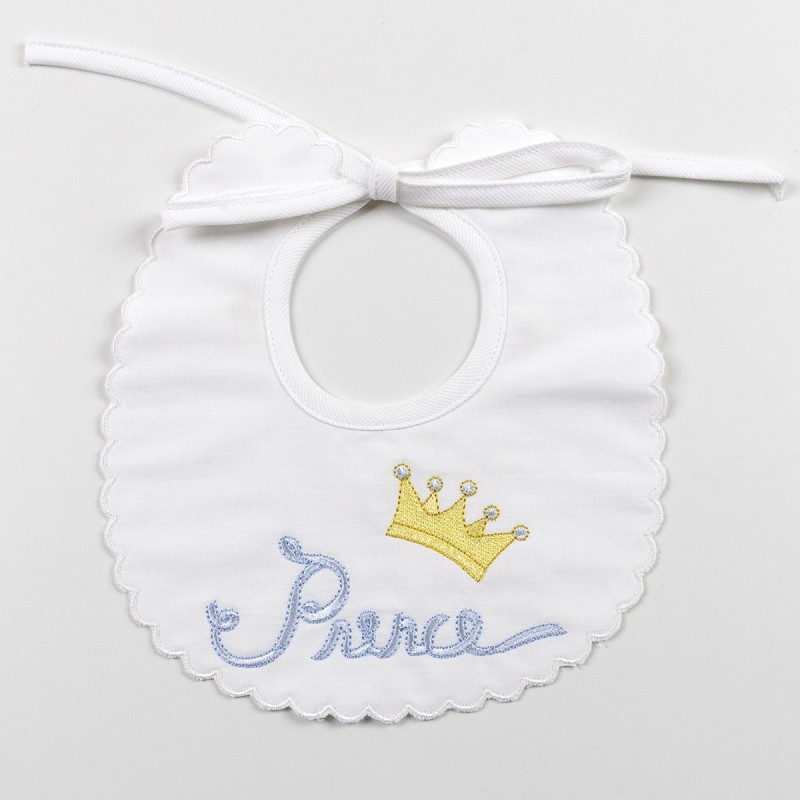 Prince - Newborn boy Bib embroidered pure cotton