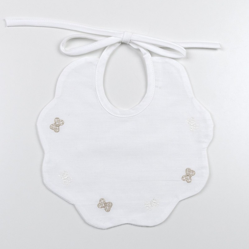 Bows - Newborn Bib embroidered pure cotton