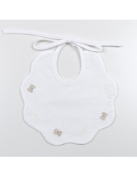 Fiocchetti - Bavaglino ricamato in puro cotone