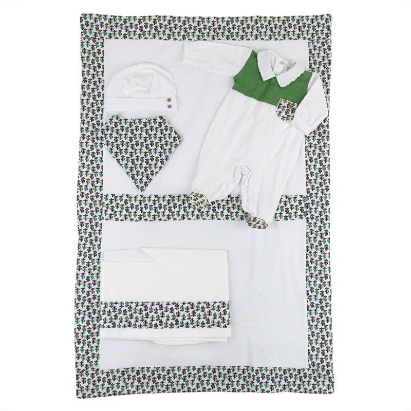 Cactus - coordinated 5 pieces newborn cotton layette Klaiadi KPM73VV