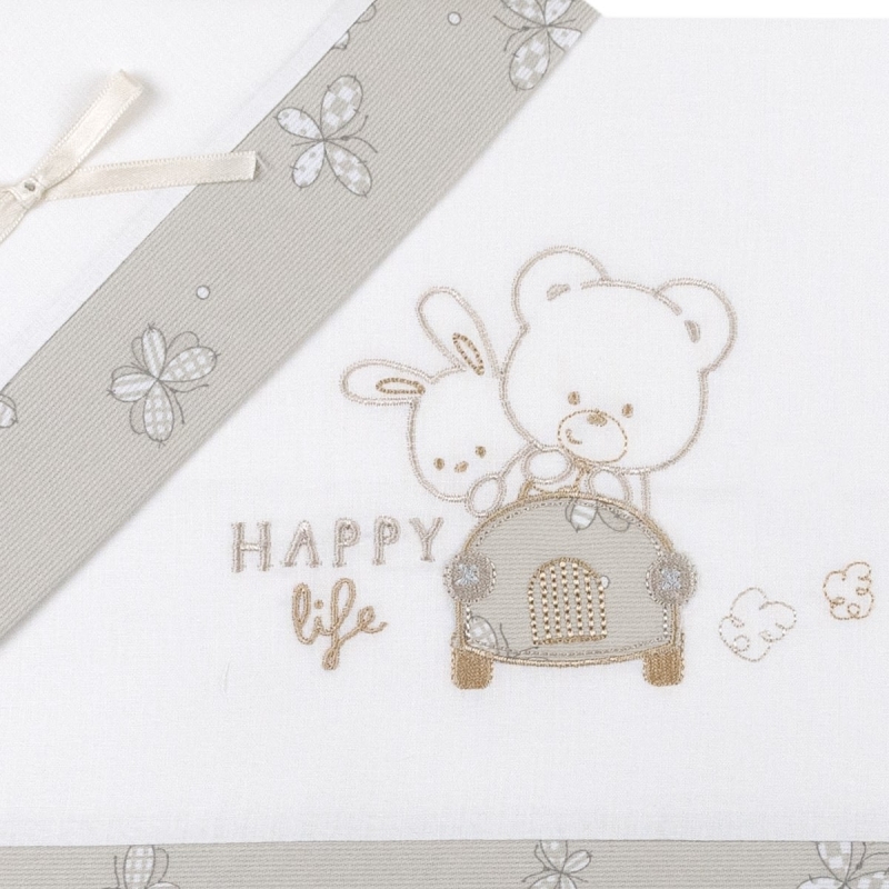 Happy Life - Cot bed sheet set by Mio...