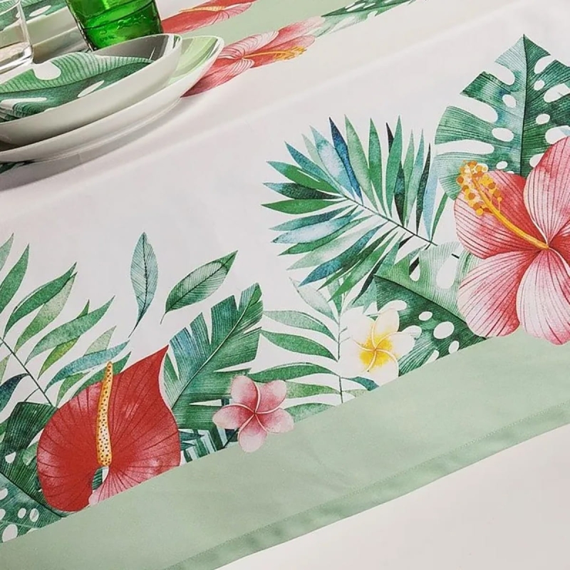 Caleffi Tovaglia Floreale Roseto In Cotone - CM. 150x240 - Pratica E Lavabile, Per Una Tavola Elegante
