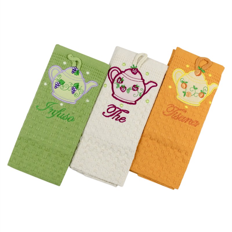 Melanie - Set of 3 cotton dish towels by Preziosa