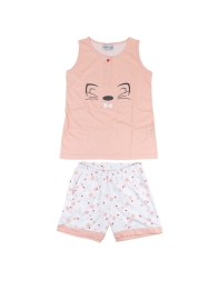 Short wide shoulder pajamas in pure cotton by Pop Corn D8916