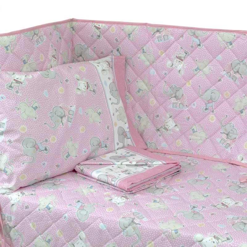 Turi Pink - set of sheets & quilt with bumper for cot