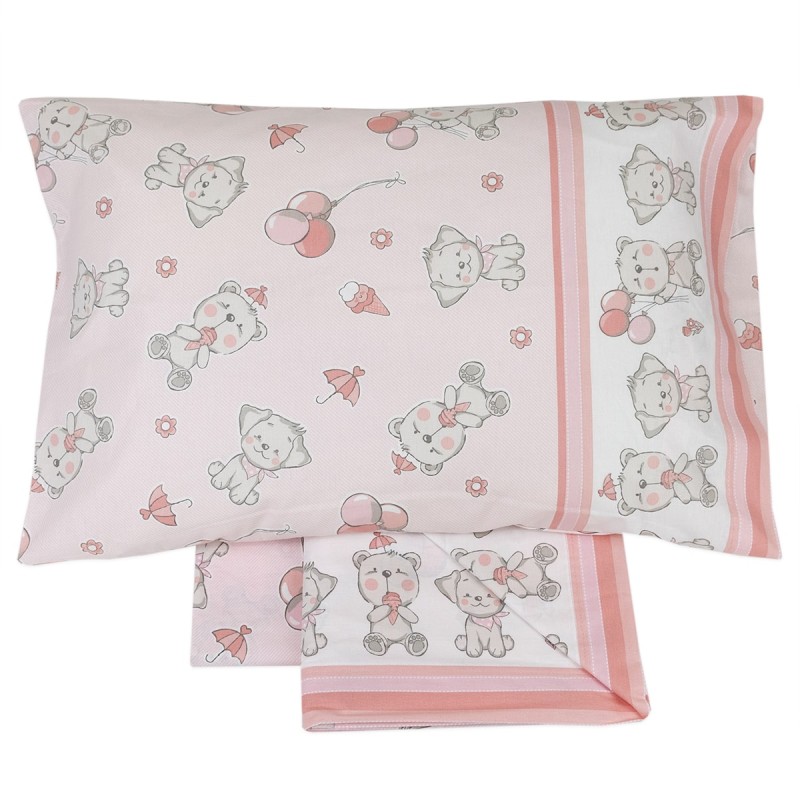 Nico Pink - Cot bed sheet set by Biancaluna