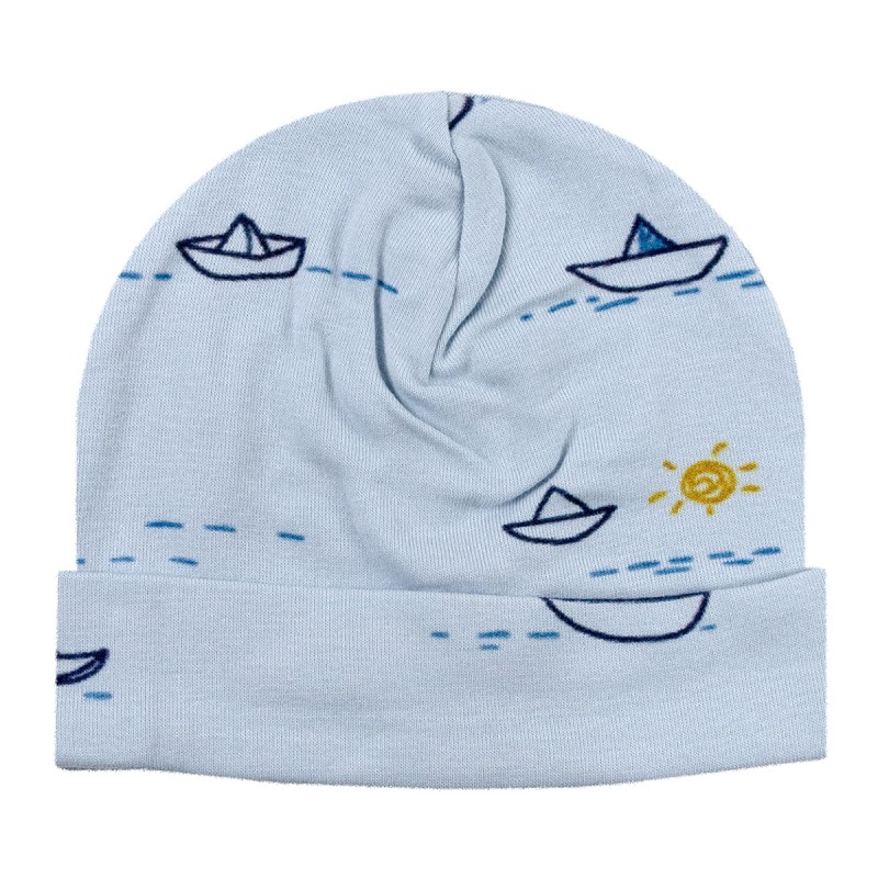 Newborn hat in cotton jersey with boats CB001AZ