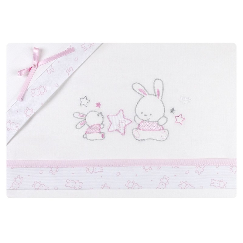 Pink Bunnies - Cot sheet set Mio Piccolo LL892BR