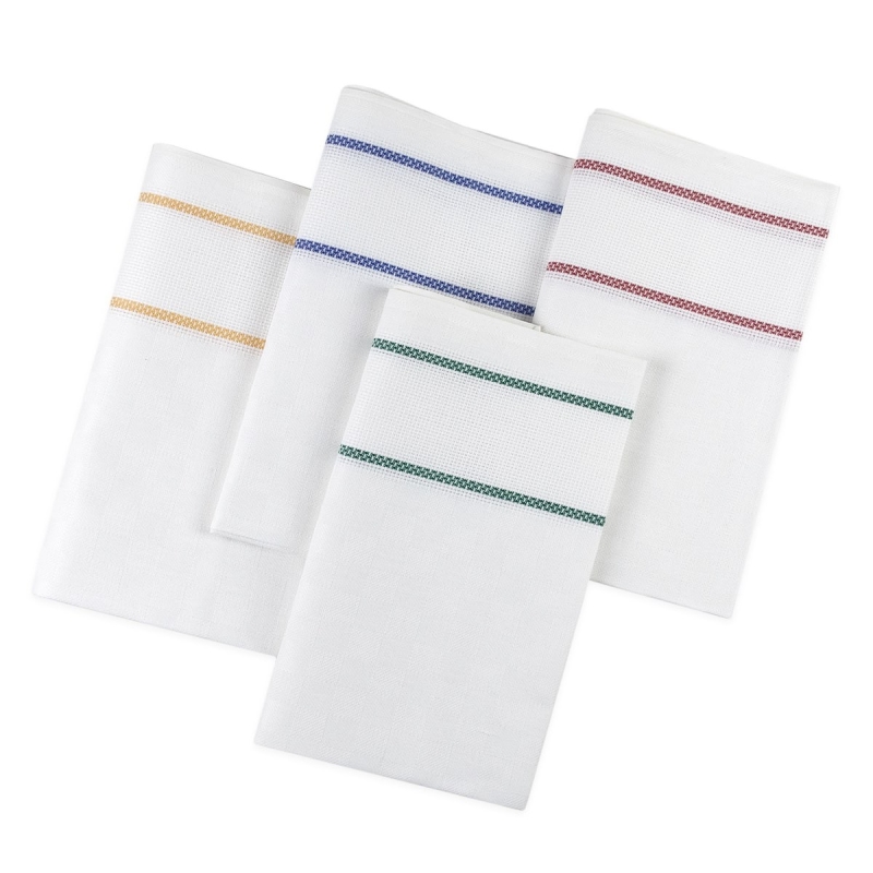 Jacquard cotton tea towels with side Aida cloth band