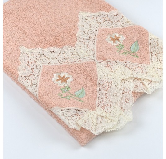 Valenciennes - set Asciugamani 1+1 in Spugna ricamata con pizzo 2