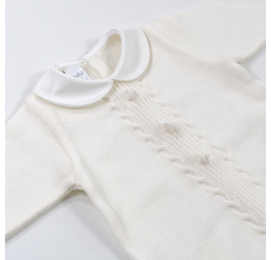 Baby girl Newborn jumpsuit with collar pure wool by... 2