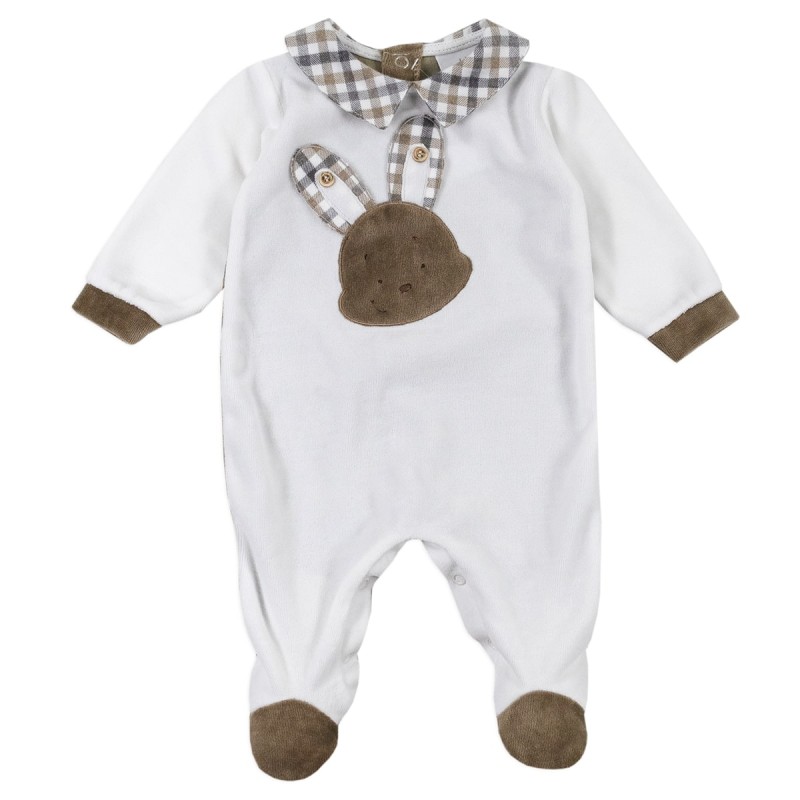 Newborn onesie chenille with bunny by Le Chicche TU5170