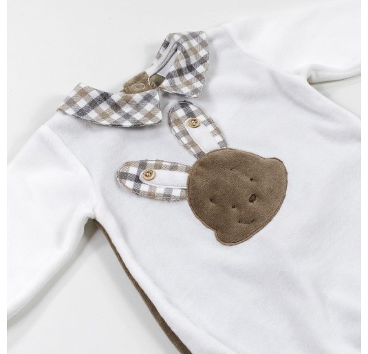 Newborn onesie chenille with bunny by Le Chicche TU5170 2