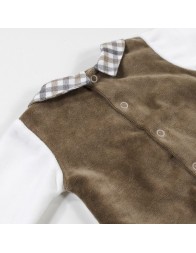 Tutina in ciniglia con coniglietto tartan Le Chicche TU5170