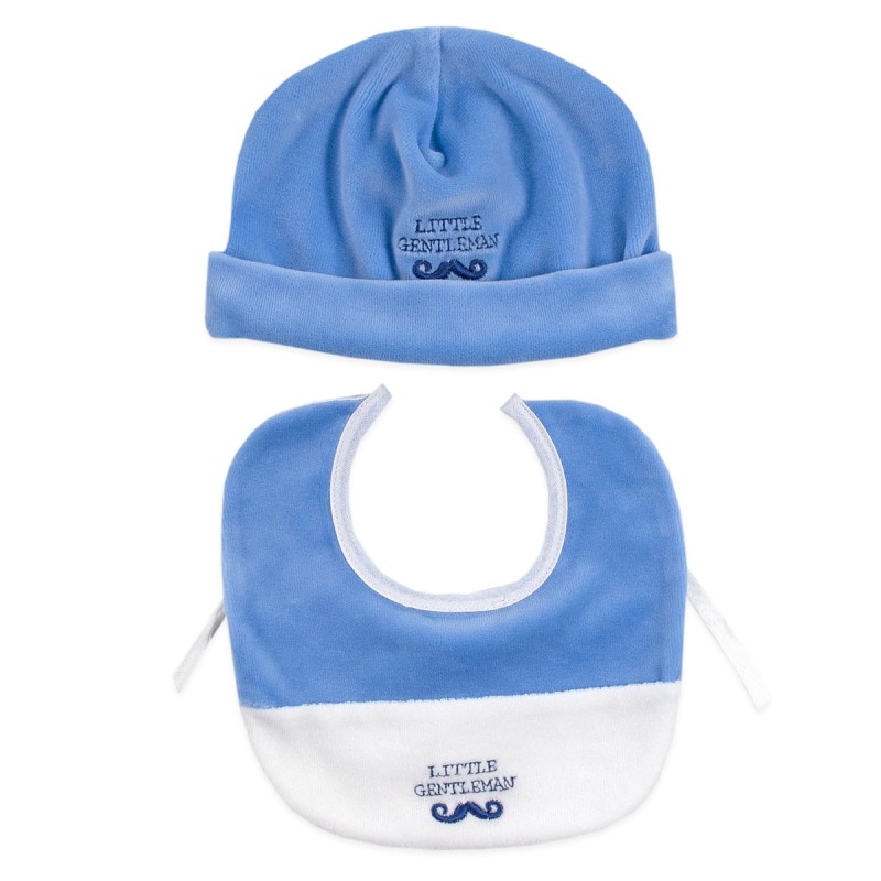 Little Gentleman - Set Cappellino con Bavetta ciniglia Klaiadi KBCM31