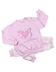Completo notte pigiamino bimba caldo cotone con maglia stampata