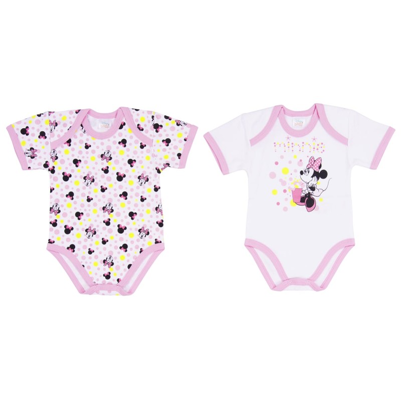 Minnie - Set of 2 warm cotton half-sleeved bodysuits Disney WF8056