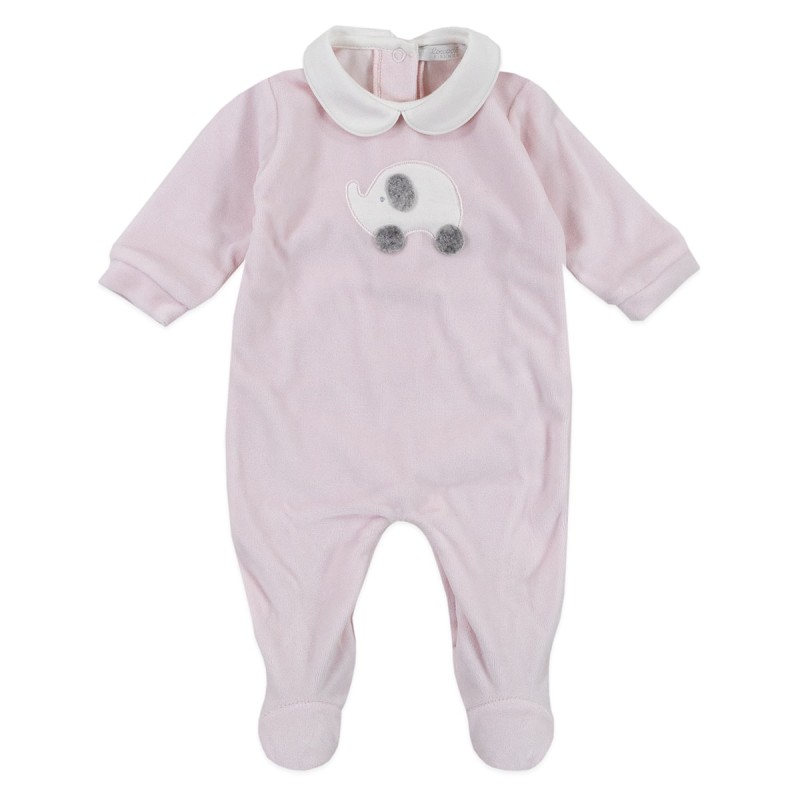 Pink Elephant - Chenille onesie with Coccode' C58007ARR