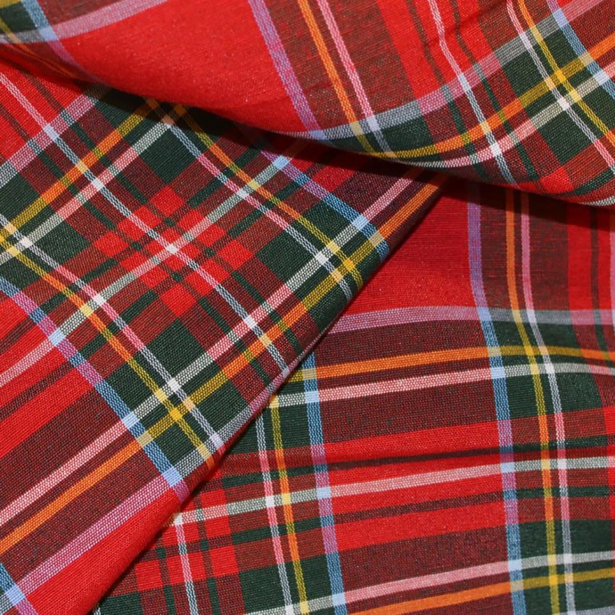 Tartan fabric by meter pure cotton width 280 cm - Red