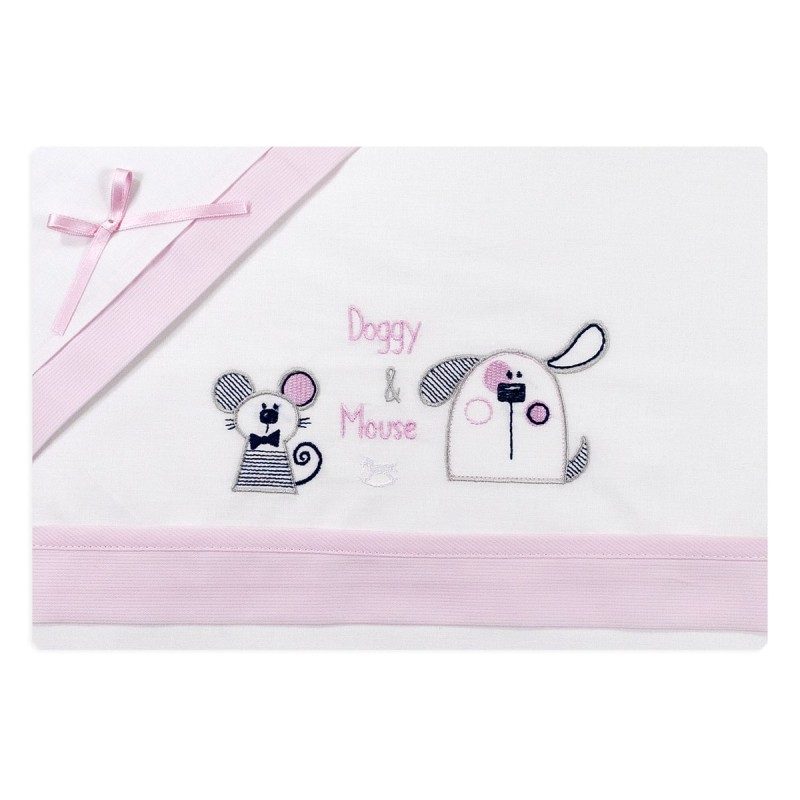 Doggy & Mouse - Cradle Crib sheet set by Mio Piccolo LC927RR