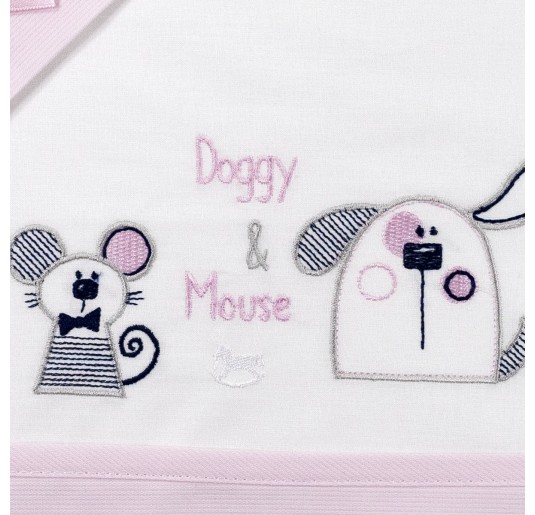 Doggy & Mouse - Cradle Crib sheet set by Mio Piccolo LC927RR 2